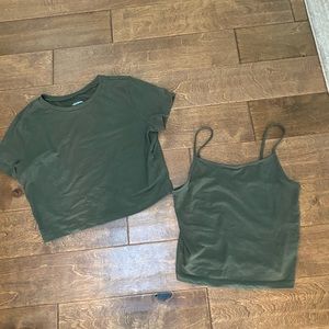 Green tee-shirt and tank top